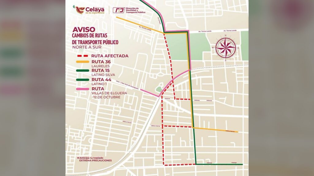 Cambios en rutas de transporte público de norte a sur