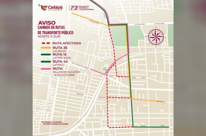 Cambios en rutas de transporte público de norte a sur
