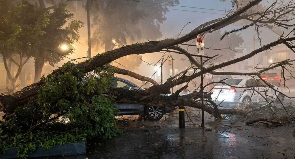 Lluvia atípica y fuertes vientos causan estragos en la ciudad; Protección Civil reportó saldo blanco